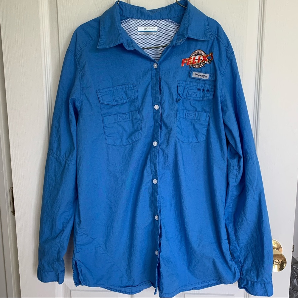Felixs Blue Columbia Long Sleeve Shirt Size Medium